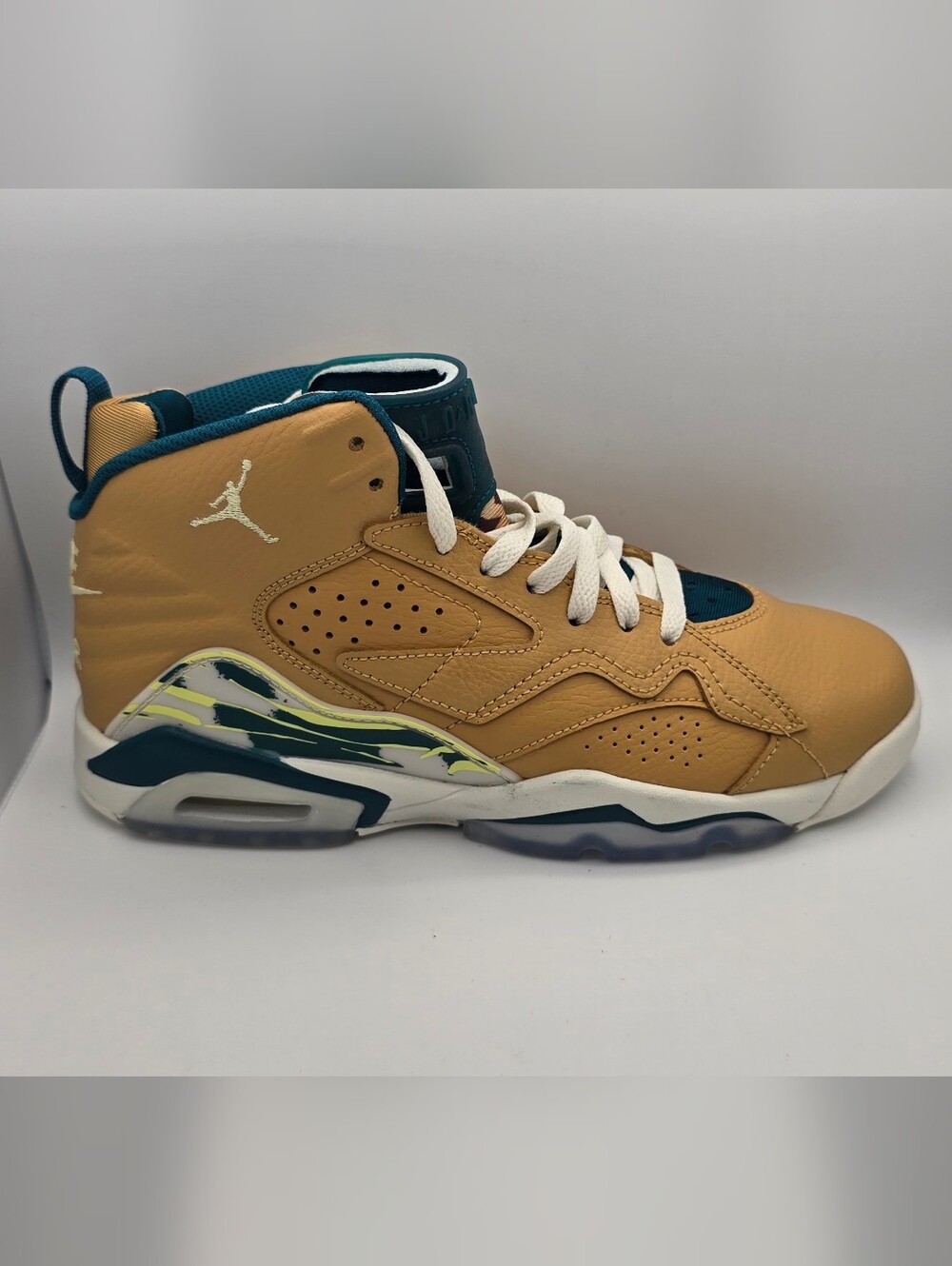 Jordan Kids MVP Tan and Teal High-Top Sneakers